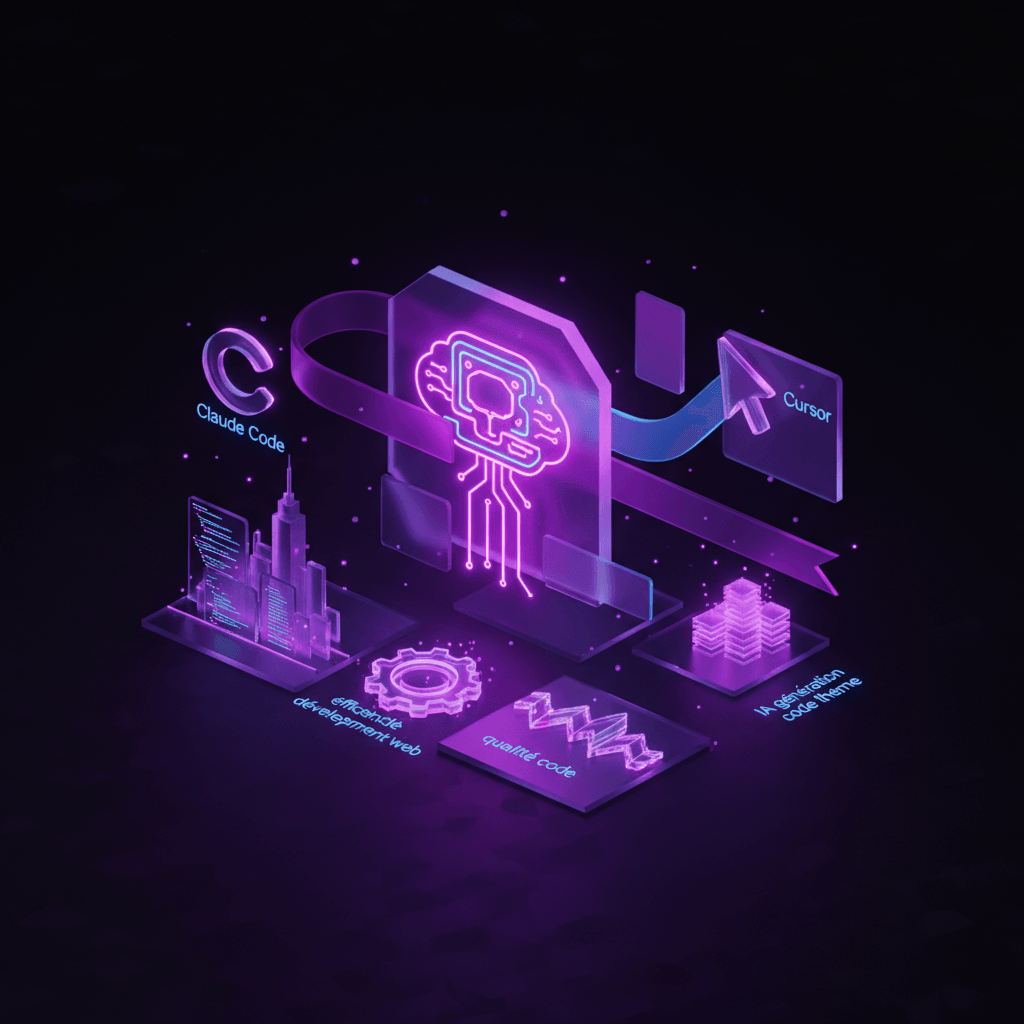 Developer using an AI code assistant with a screen showing generated code