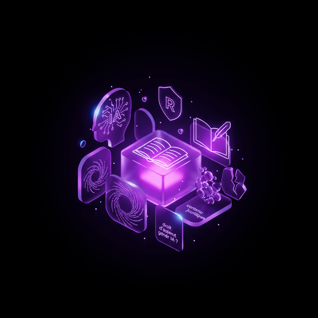 Illustration propriété intellectuelle IA code contenu généré