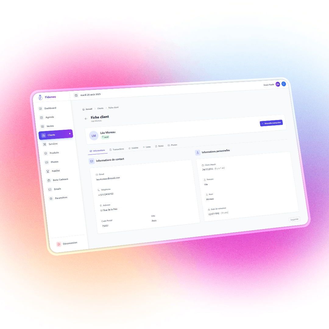 Fideneo - Fiche client